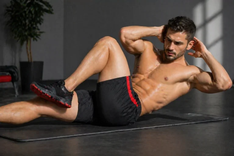 Athlete performing abdominal exercise