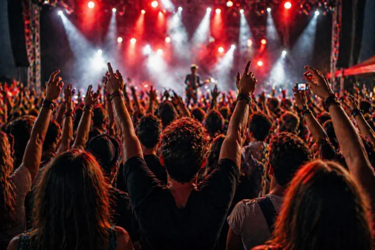 Crowd enjoying live music concert