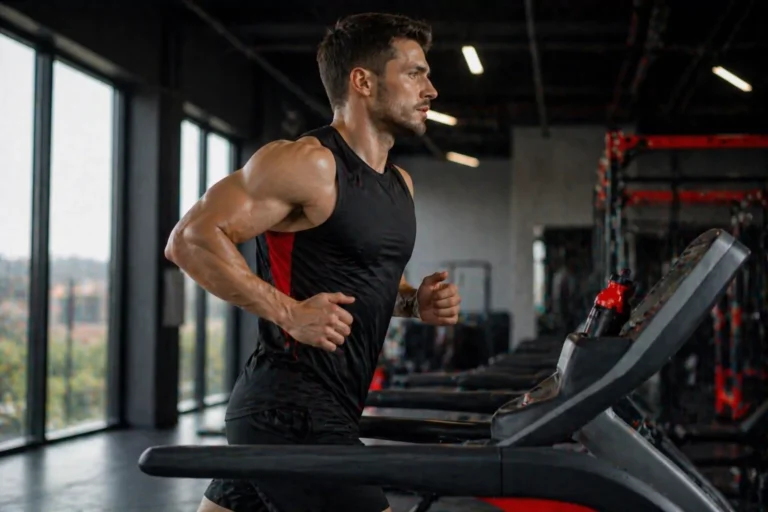 Athlete performing intense cardio workout