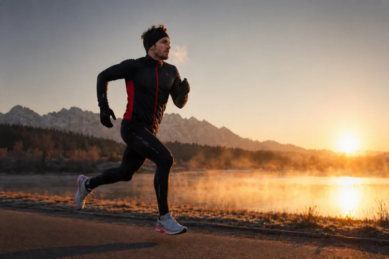 Athlete running at sunrise demonstrating early morning training benefits