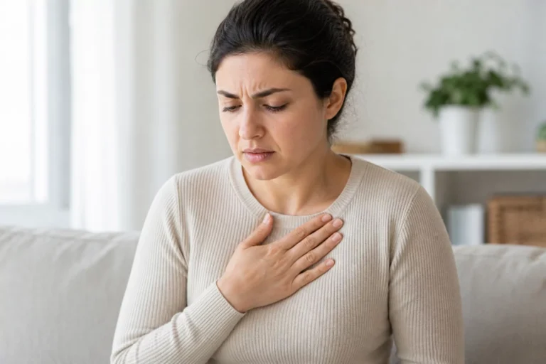 Treating Stomach Acid and Heartburn Person experiencing heartburn symptoms
