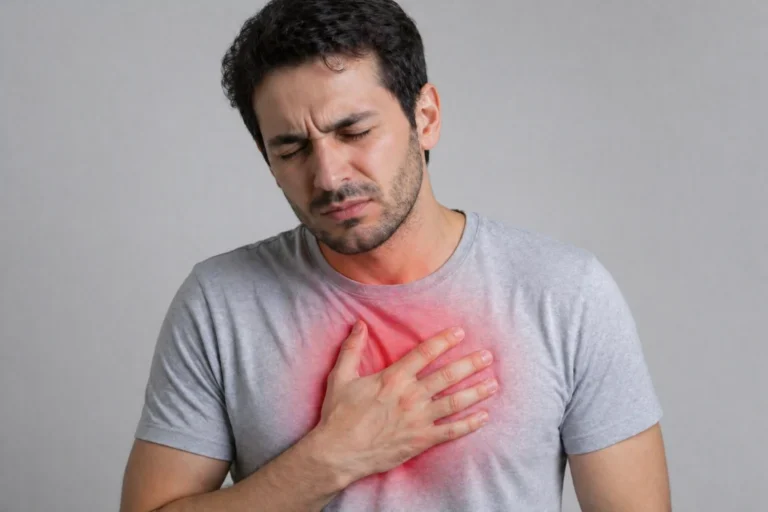 How To Stop the Heartburn Person experiencing heartburn pain in chest and upper stomach area