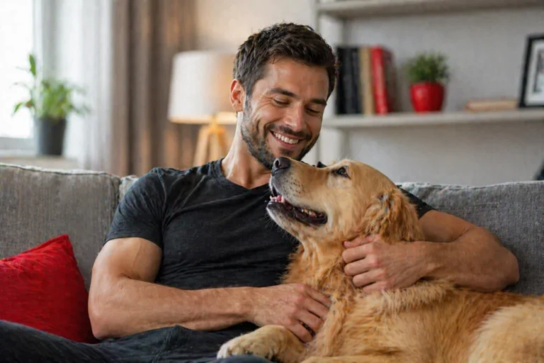Person bonding with pet