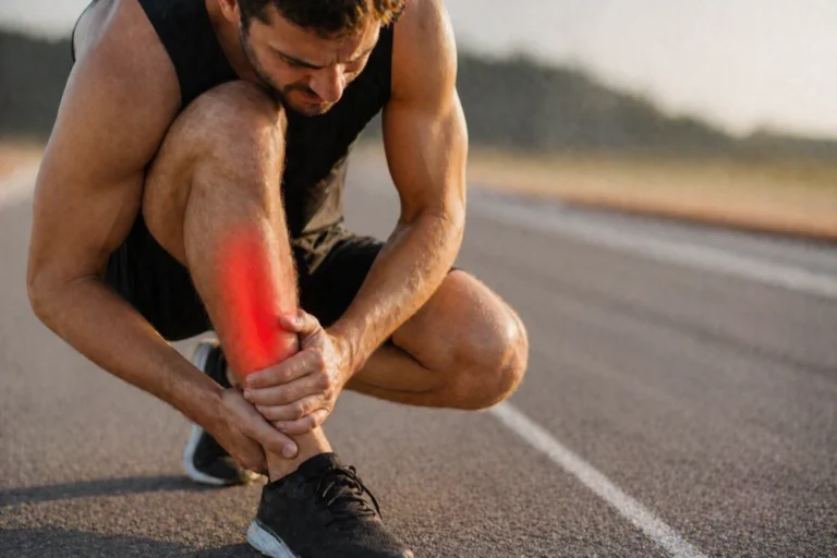 Runner experiencing shin splints pain
