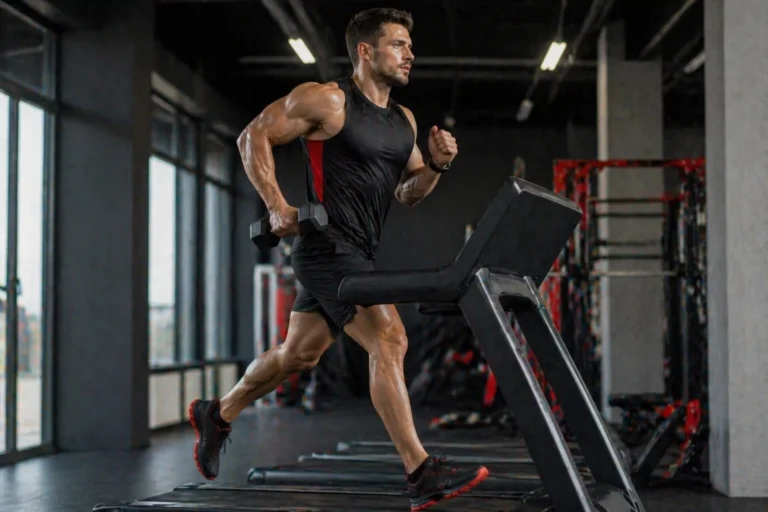 Athlete performing treadmill workout