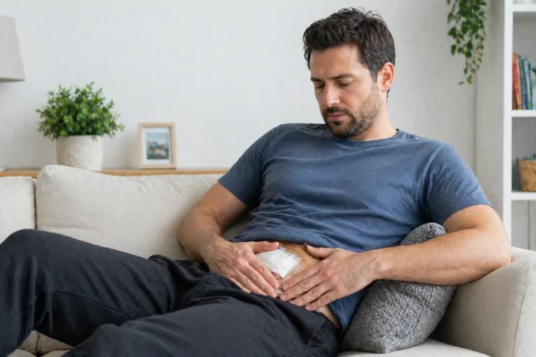 man recovering at home after vasectomy reversal surgery