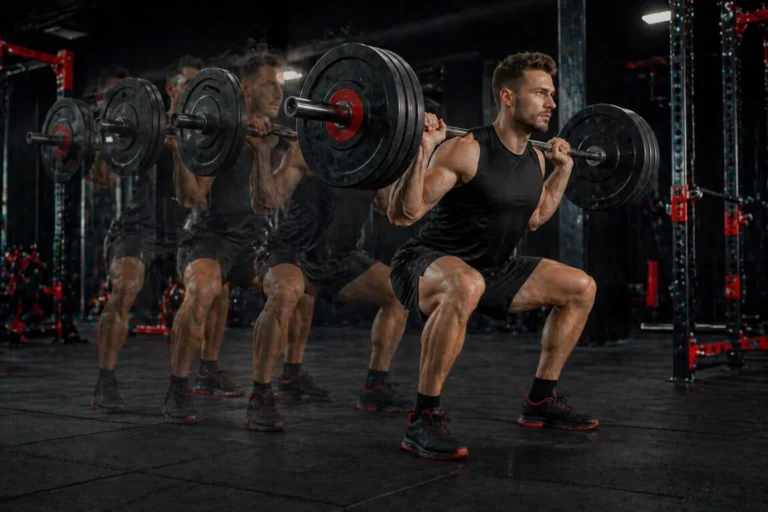 Athlete performing squats